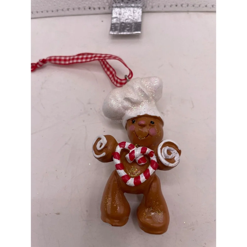 Gingerbread Ornament Collection Lot 6 Cookie Chef Figures +Garland Holiday Decor
